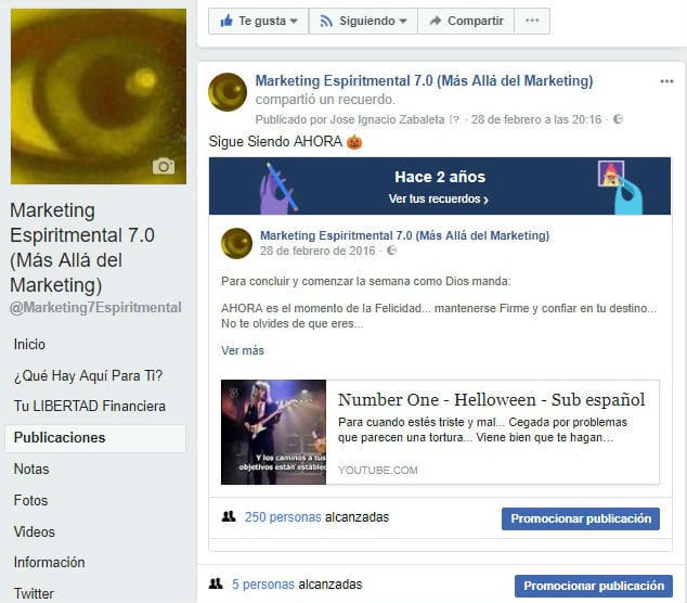Página en Facebook Marketing Espiritmental 7.0 (Más Allá Del Marketing)